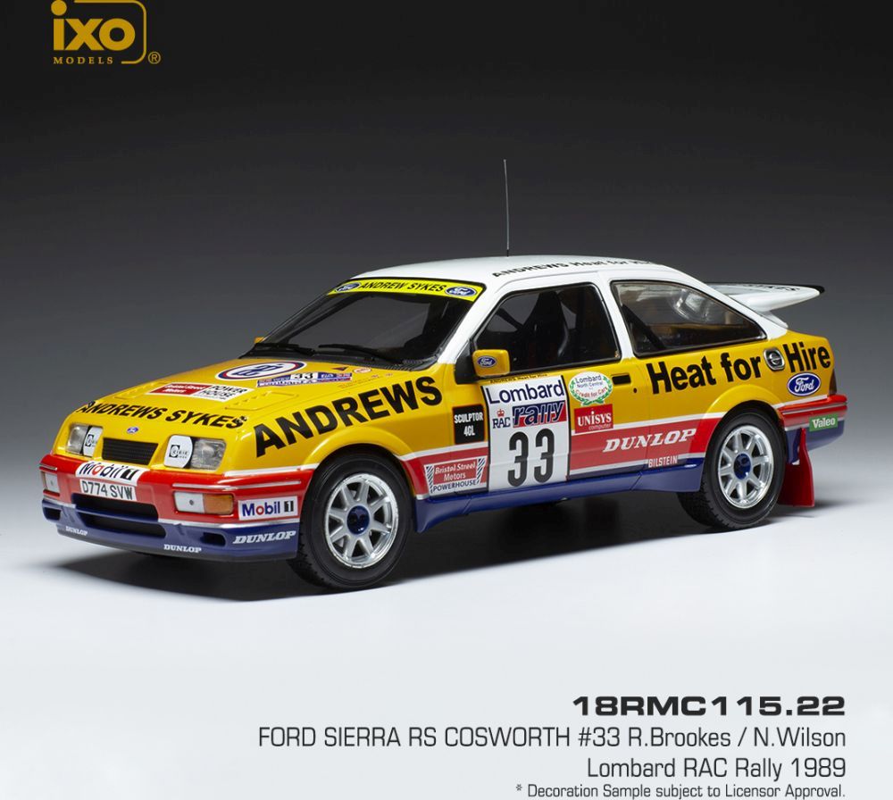 IXO Ford Sierra RS Cosworth #33 R. Brookes & N. Wilson Lombard RAC Rally 1989 1:18 18RMC115.22