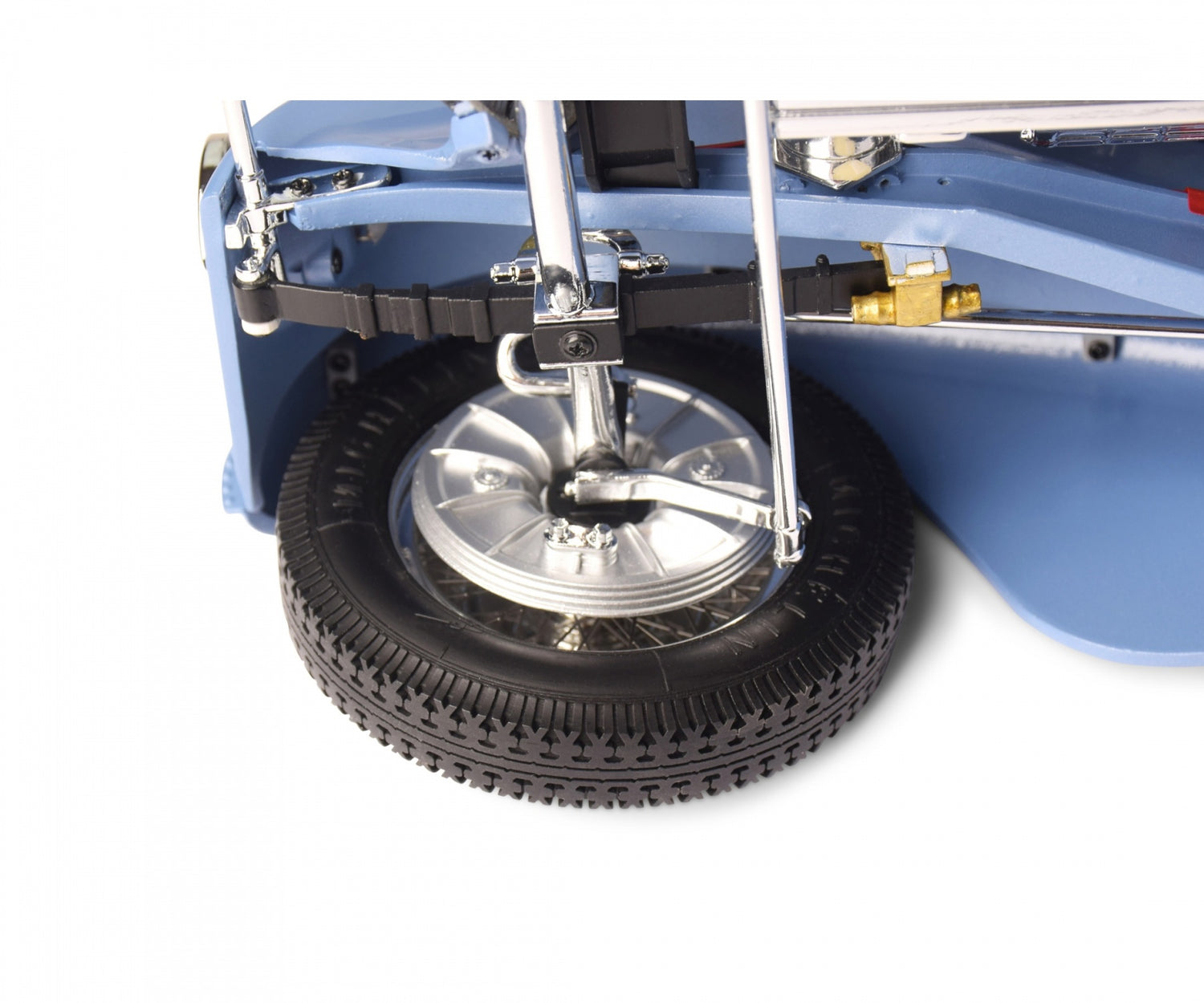 Front wheel shot from underneath on vehicles side