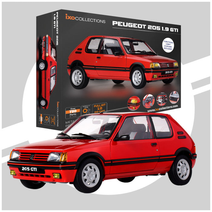 IXO Collections Peugeot 205 1.9 GTI Red 1:8 Scale Metal and Plastic Full Kit IXC.PEU.FK