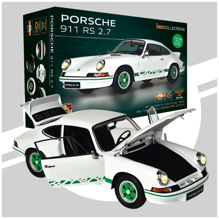 IXO Collections Porsche 911 Carrera RS 2.7 White 1:8 Scale Metal and Plastic Full Kit IXC.911.FKW