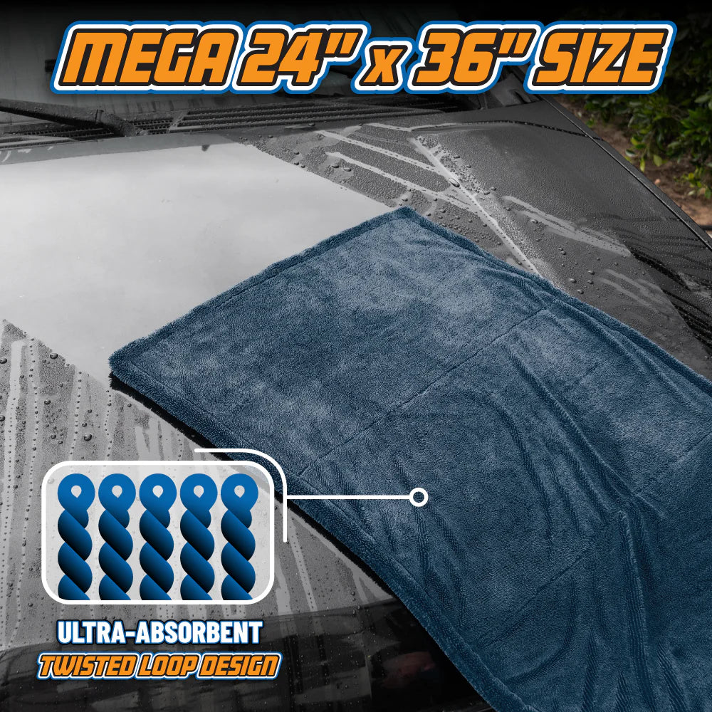 Chemical Guys Megalodon Twisted Loop Microfibre Drying Towel 24" x 36"