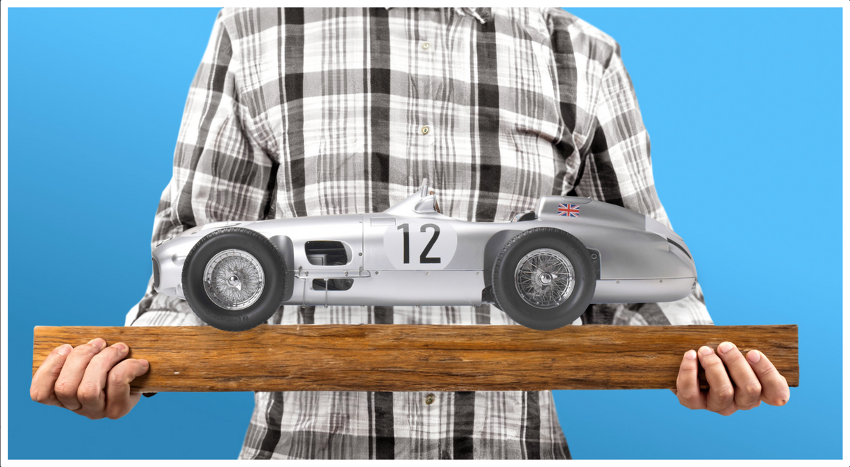 IXO Collections Mercedes-Benz W196R Stirling Moss #12 Silver 1:8 Scale Metal and Plastic Full Kit IXC.MRM.FK