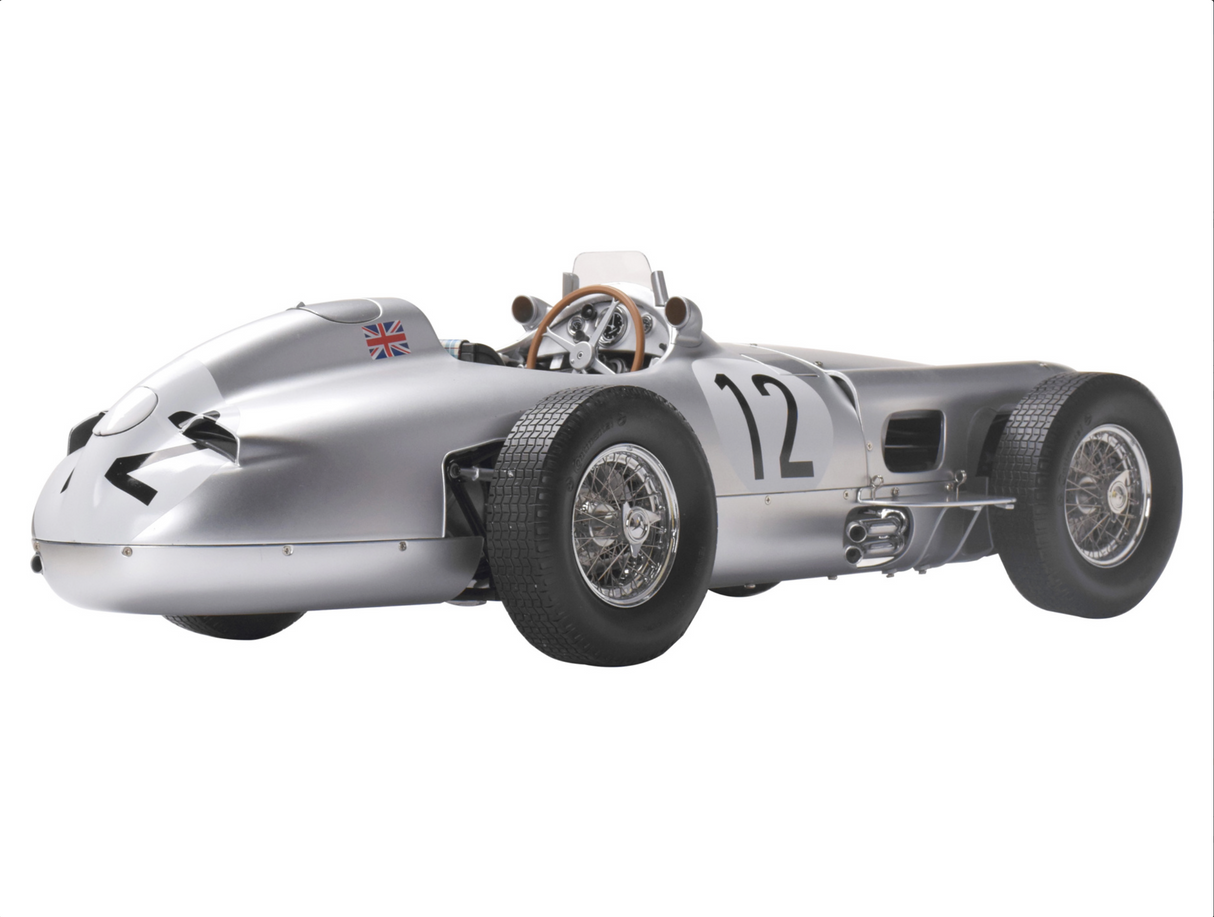 IXO Collections Mercedes-Benz W196R Stirling Moss #12 Silver 1:8 Scale Metal and Plastic Full Kit IXC.MRM.FK