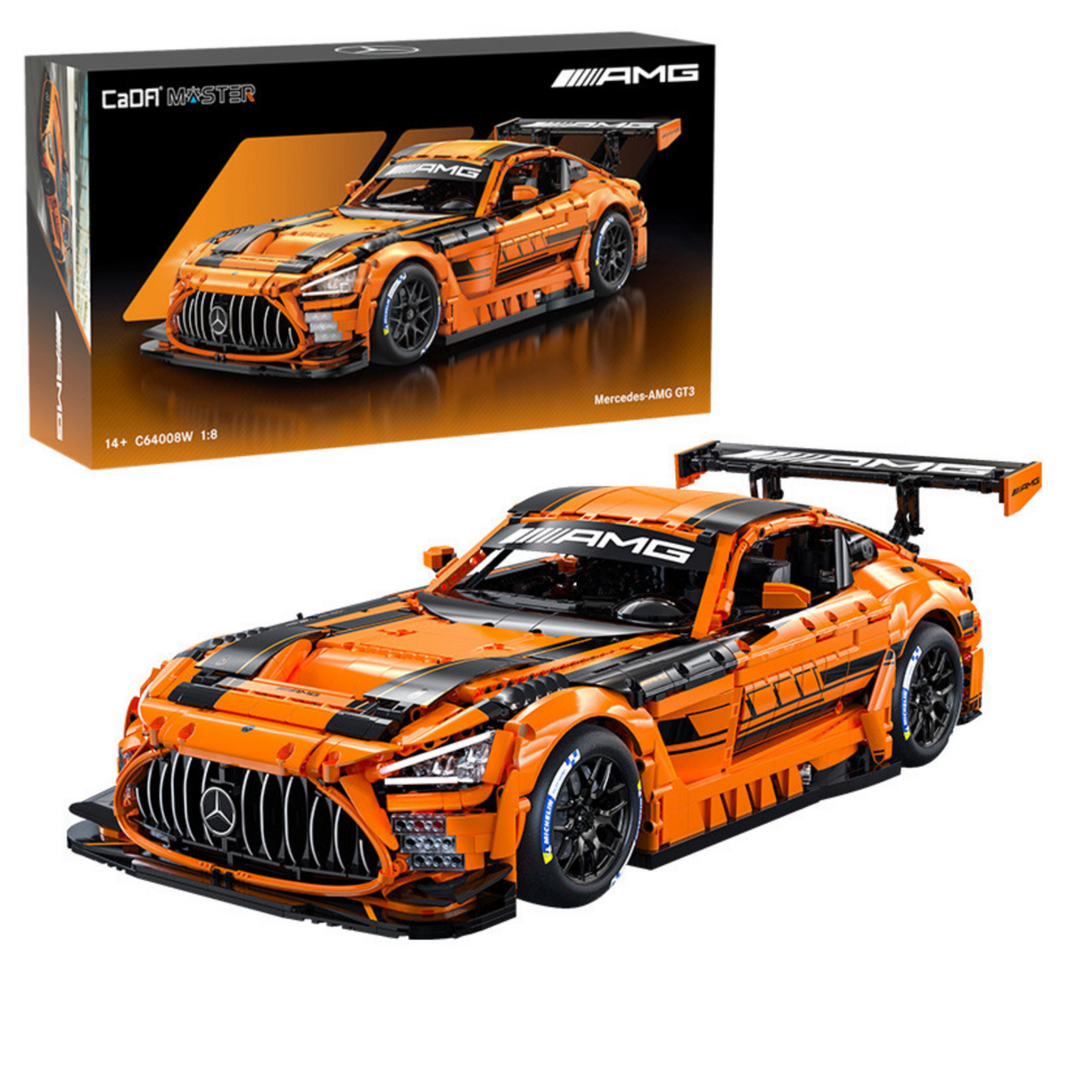 CADA Mercedes AMG GT3 – 5466 Pièces – Maquette Échelle 1:18 – Voiture De Sport Avec LED – Kit De Construction Premium