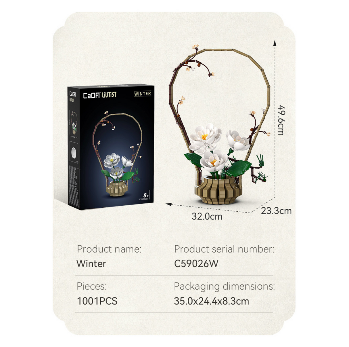 CaDA Oriental Floral Art: Winter 990 pcs Brick Model Kit C59026W