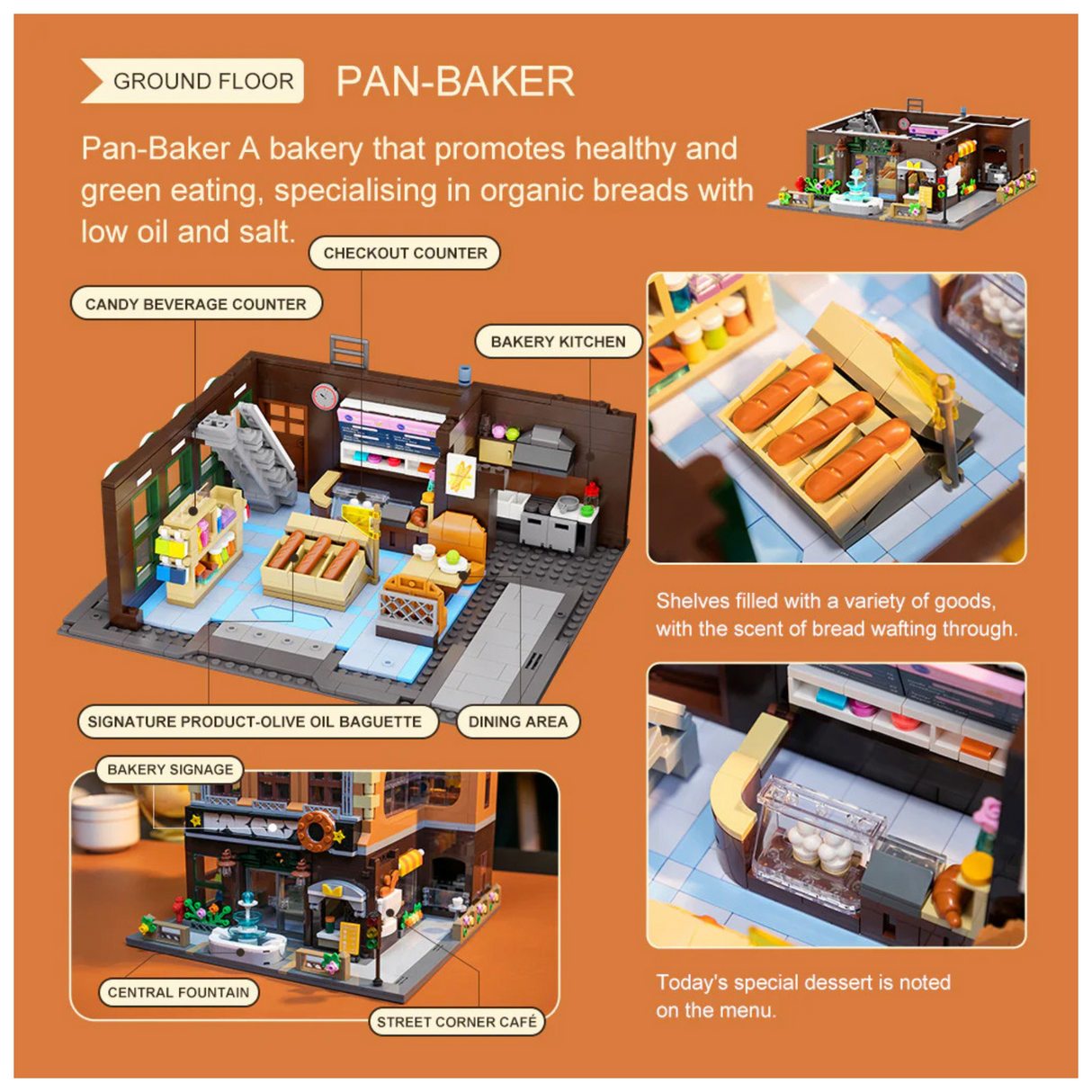 Pantasy Bakery (4-Storey Building) 2663 pcs Brick Model Kit 85013