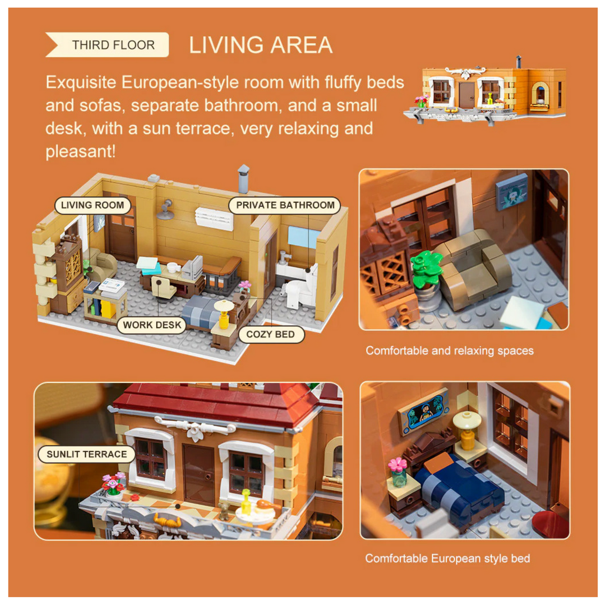 Pantasy Bakery (4-Storey Building) 2663 pcs Brick Model Kit 85013