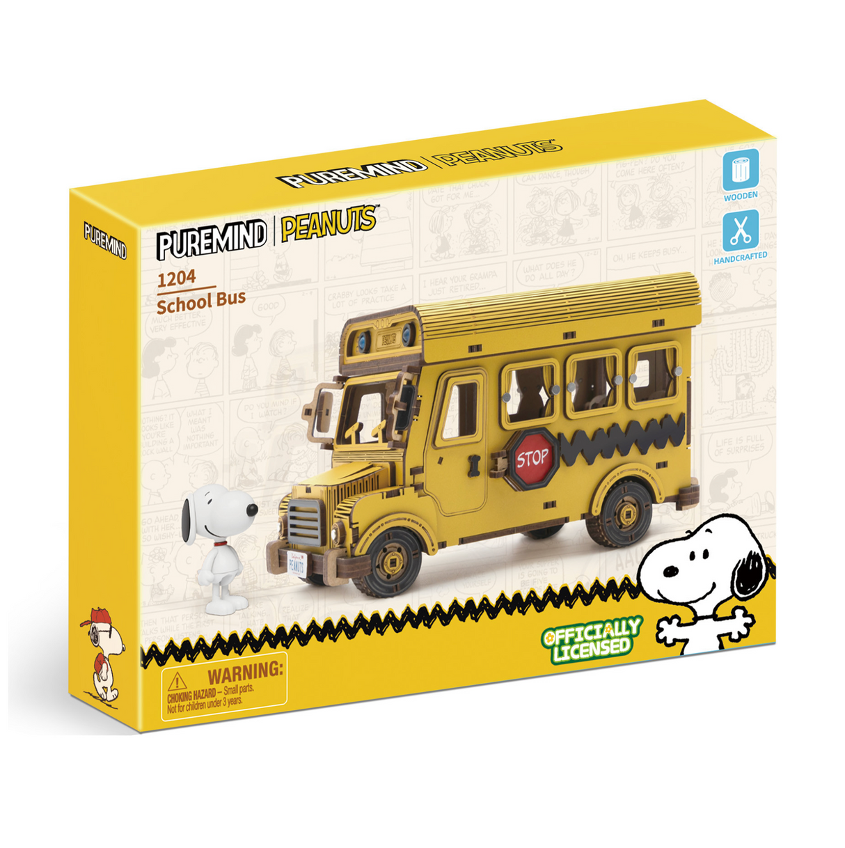 Puremind Peanuts™ Snoopy Yellow School Bus Wooden Kit 1204
