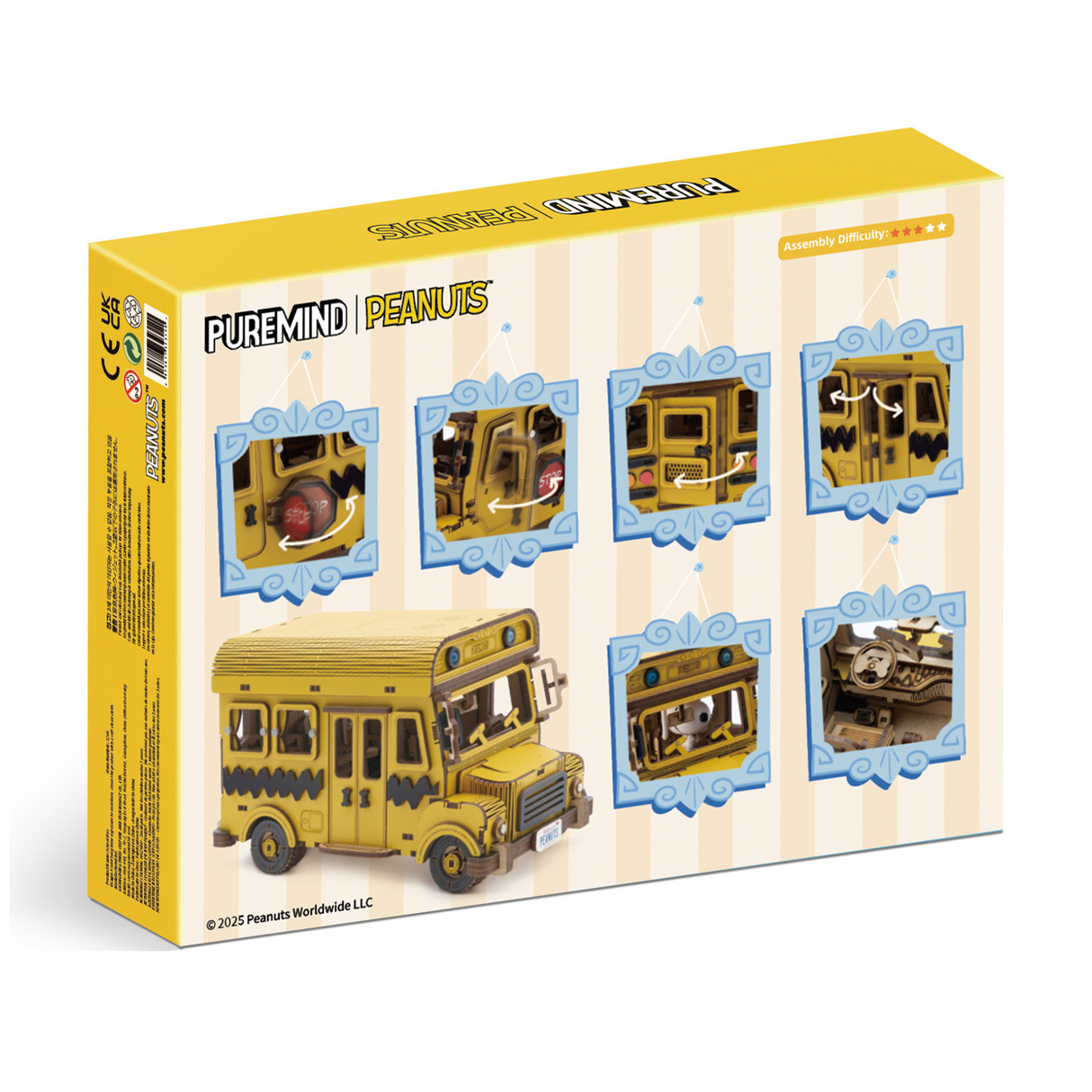 Puremind Peanuts™ Snoopy Yellow School Bus Wooden Kit 1204