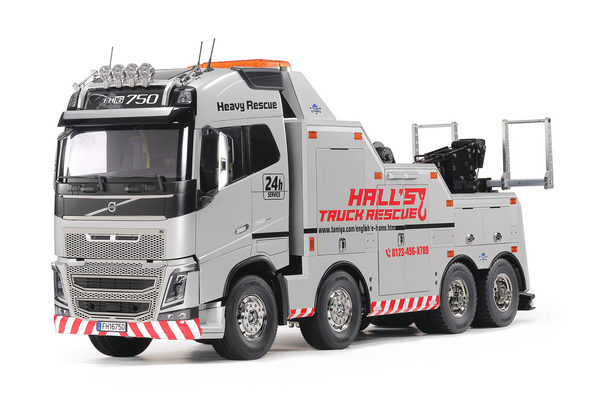 Tamiya RC Volvo FH16 Globetrotter 750 8x4 Recovery Truck with Silver Painted Body Components - Limited Edition - Item #47528