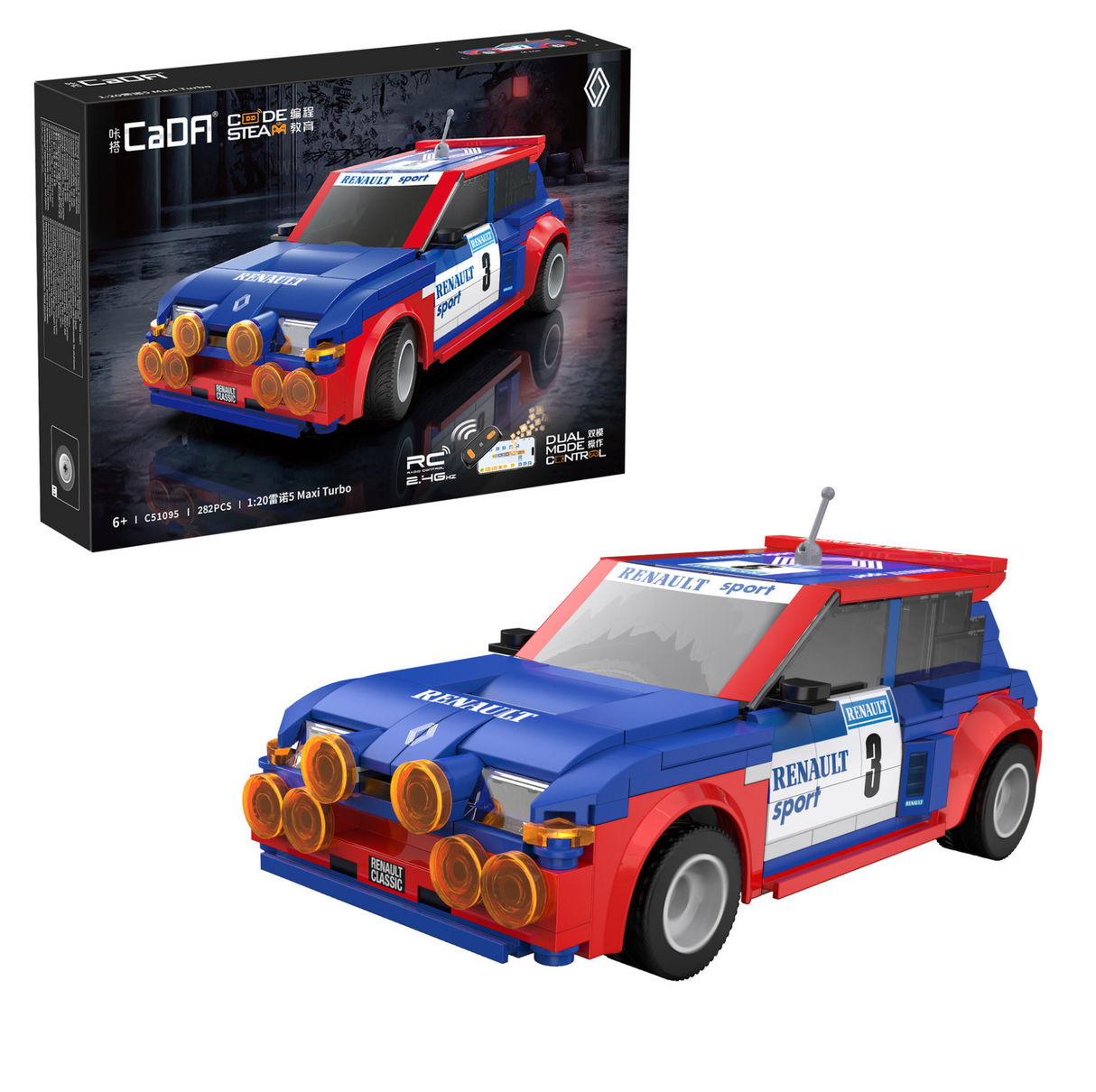 CaDA Renault 5 Maxi Turbo 1:20 282 Pieces Brick Model Kit - RC Control - C51095W