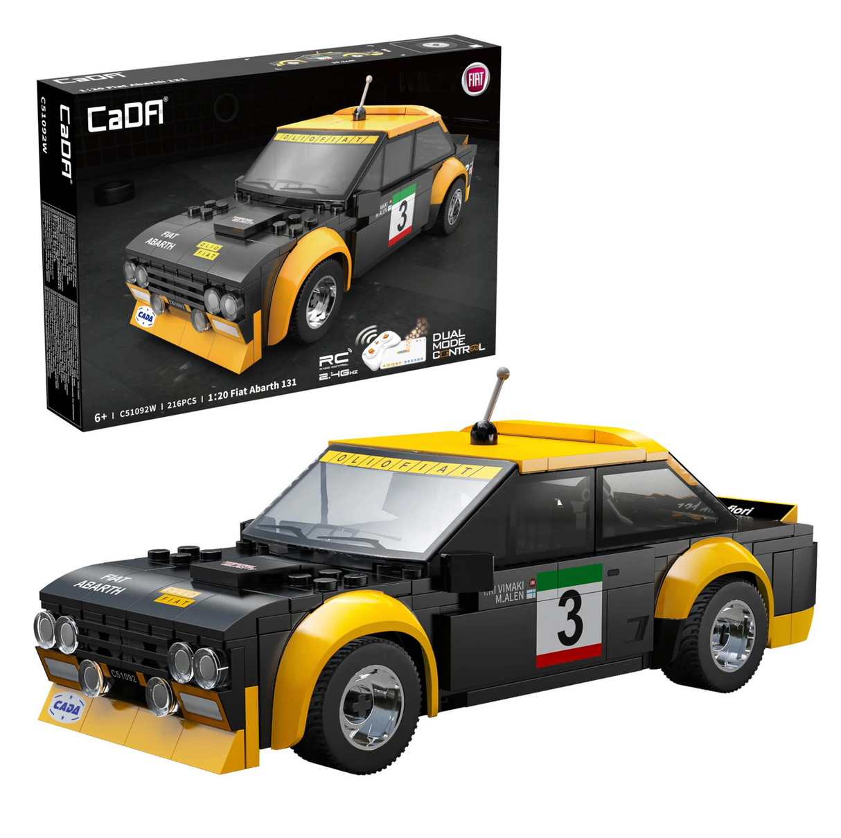 CaDA Fiat Abarth 131 - RC Dual Mode Control - 1:20 216 Pieces Brick Model Kit C51092W