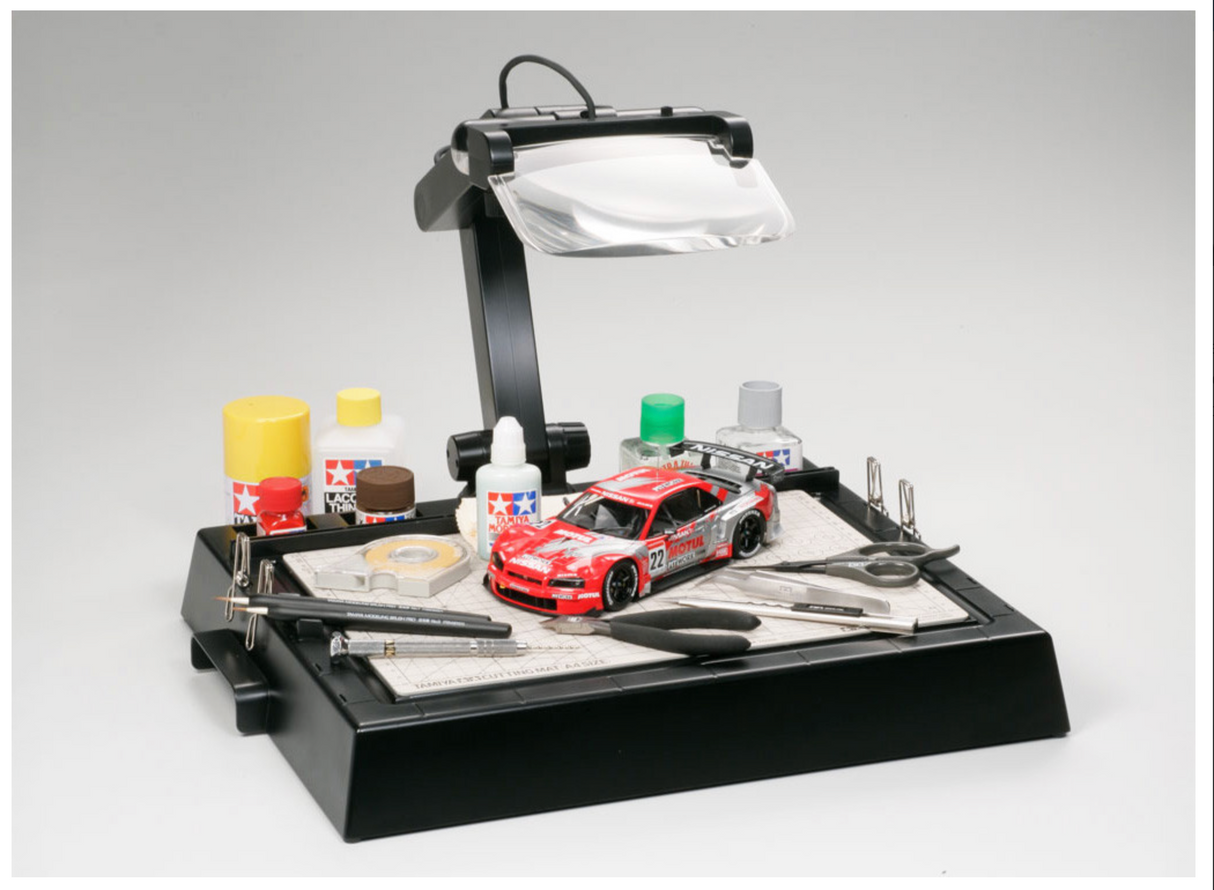 Tamiya Work Stand with Magnifying Lens & LED Lights - Item #74064