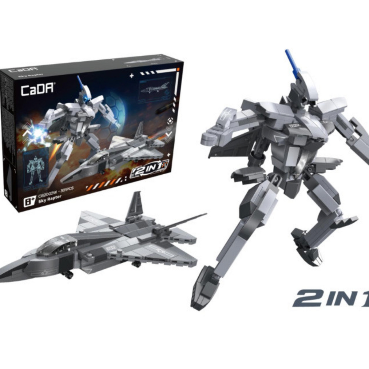 CaDA Sky Raptor 2-in-1 Mecha Robot Aircraft 301 pcs Brick Kit C82002W ...