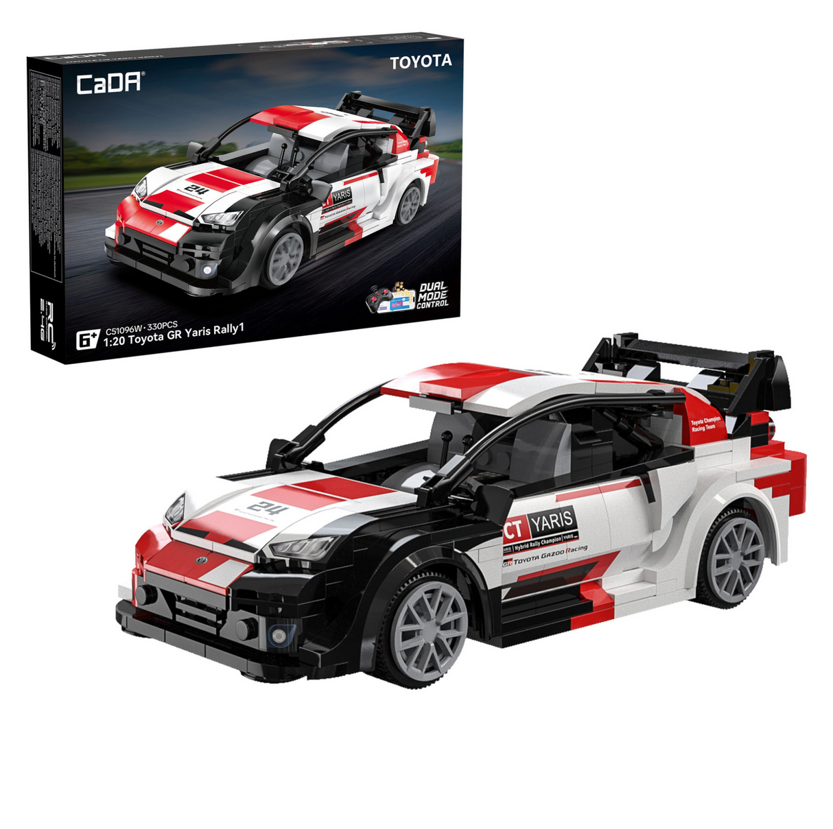 CaDA Toyota GR Yaris Rally 1 Car 1:20 330 Pieces Brick Model Kit - RC Control - C51096W