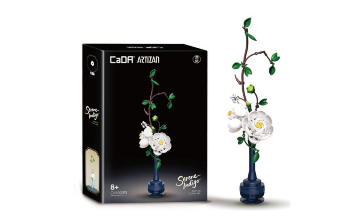 CaDA Artisan Oriental Floral Art: Serene Indigo 324 pcs Brick Model Kit C59033W