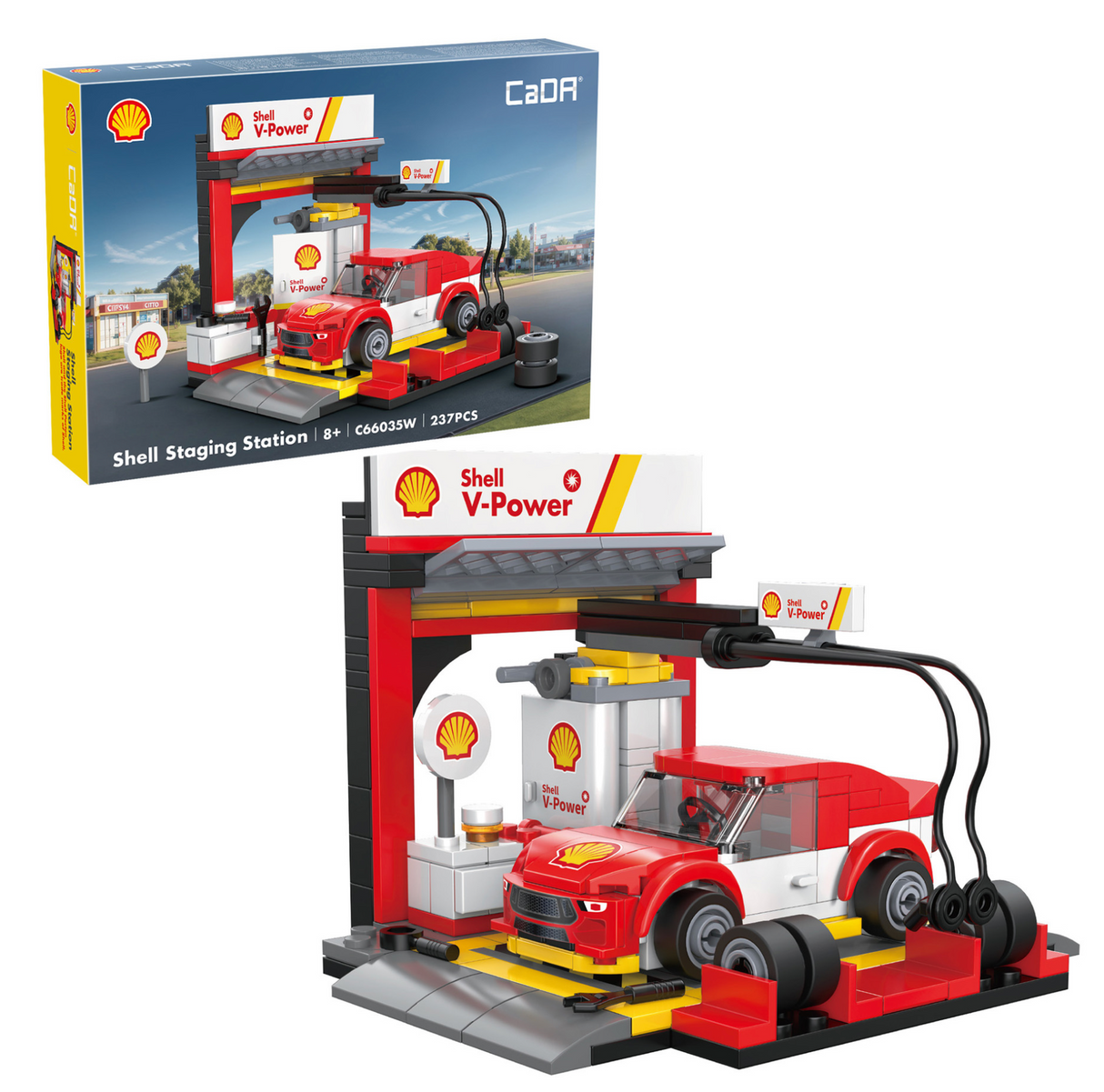CaDA Shell Pit Stop Staging Station 237 Pieces Brick Model Kit C66035W
