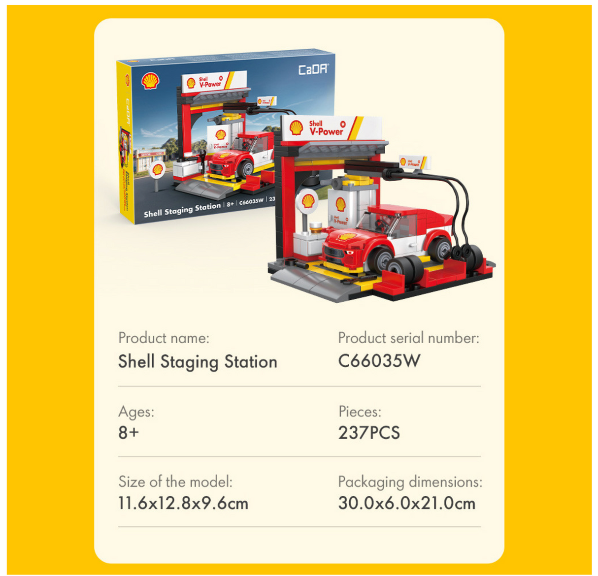 CaDA Shell Pit Stop Staging Station 237 Pieces Brick Model Kit C66035W