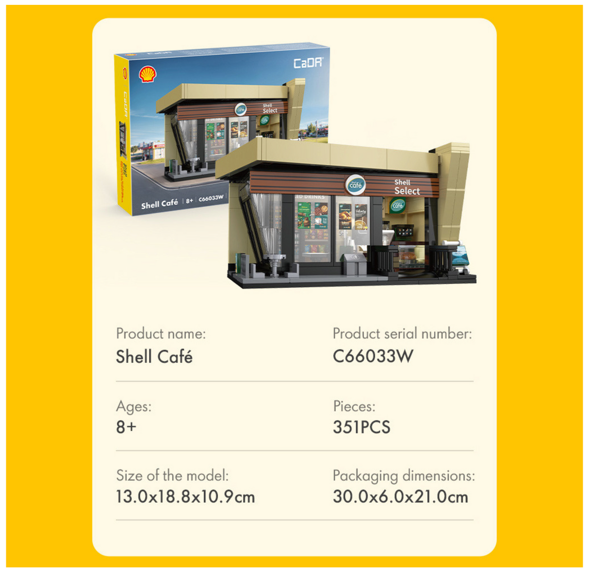 CaDA Shell Select Coffee Shop Café 351 Pieces Brick Model Kit C66033W