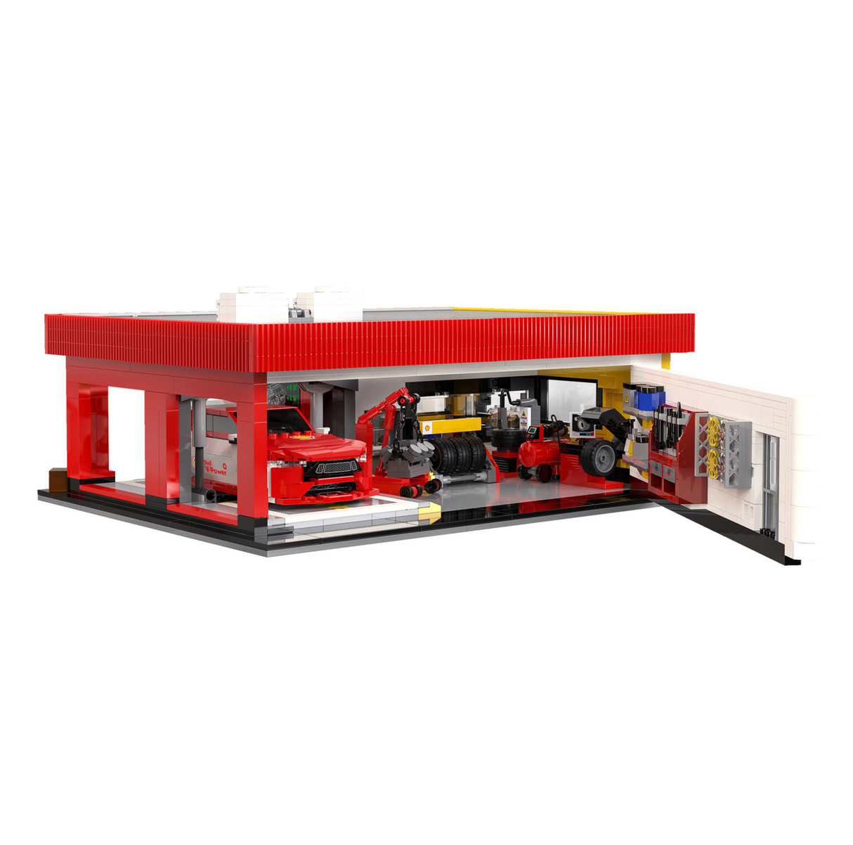 CaDA Shell Service Station with Car 1697 Pieces Brick Model Kit C66025W