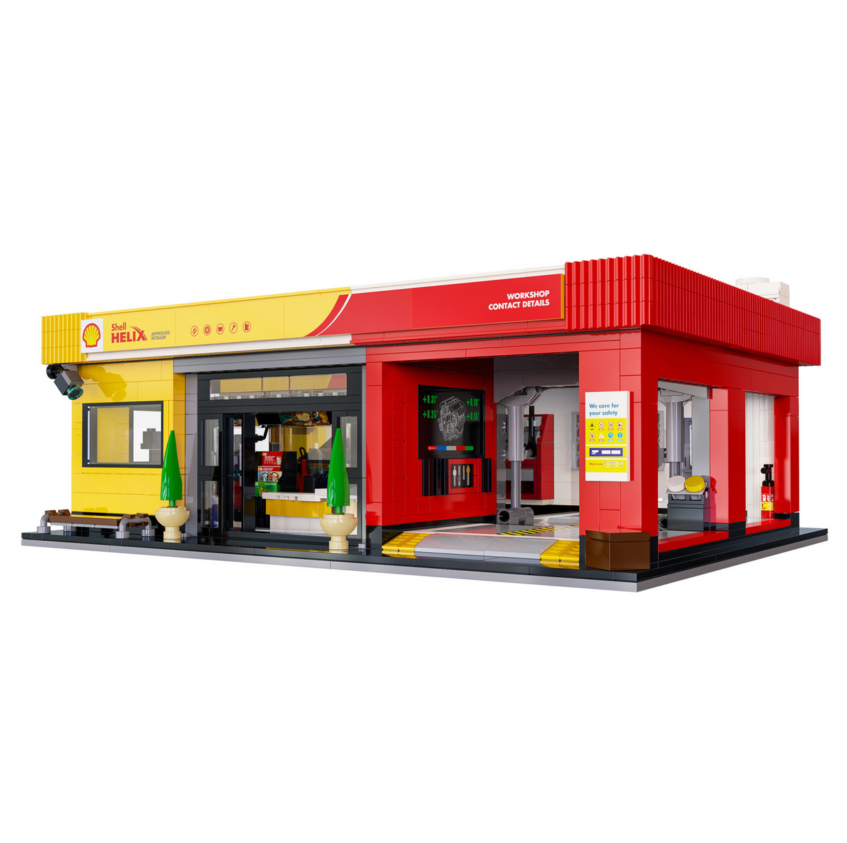 CaDA Shell Service Station with Car 1697 Pieces Brick Model Kit C66025W