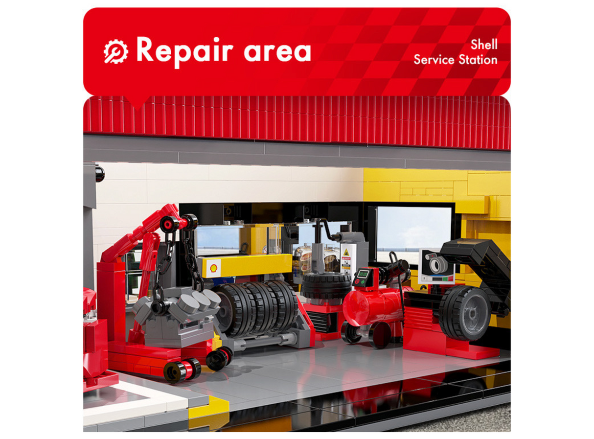 CaDA Shell Service Station with Car 1697 Pieces Brick Model Kit C66025W