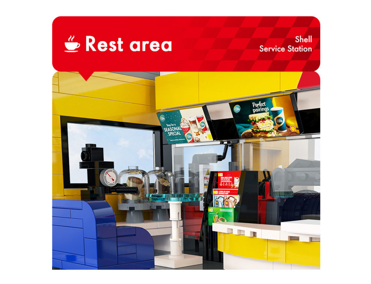 CaDA Shell Service Station with Car 1697 Pieces Brick Model Kit C66025W