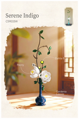 CaDA Artisan Oriental Floral Art: Serene Indigo 324 pcs Brick Model Kit C59033W