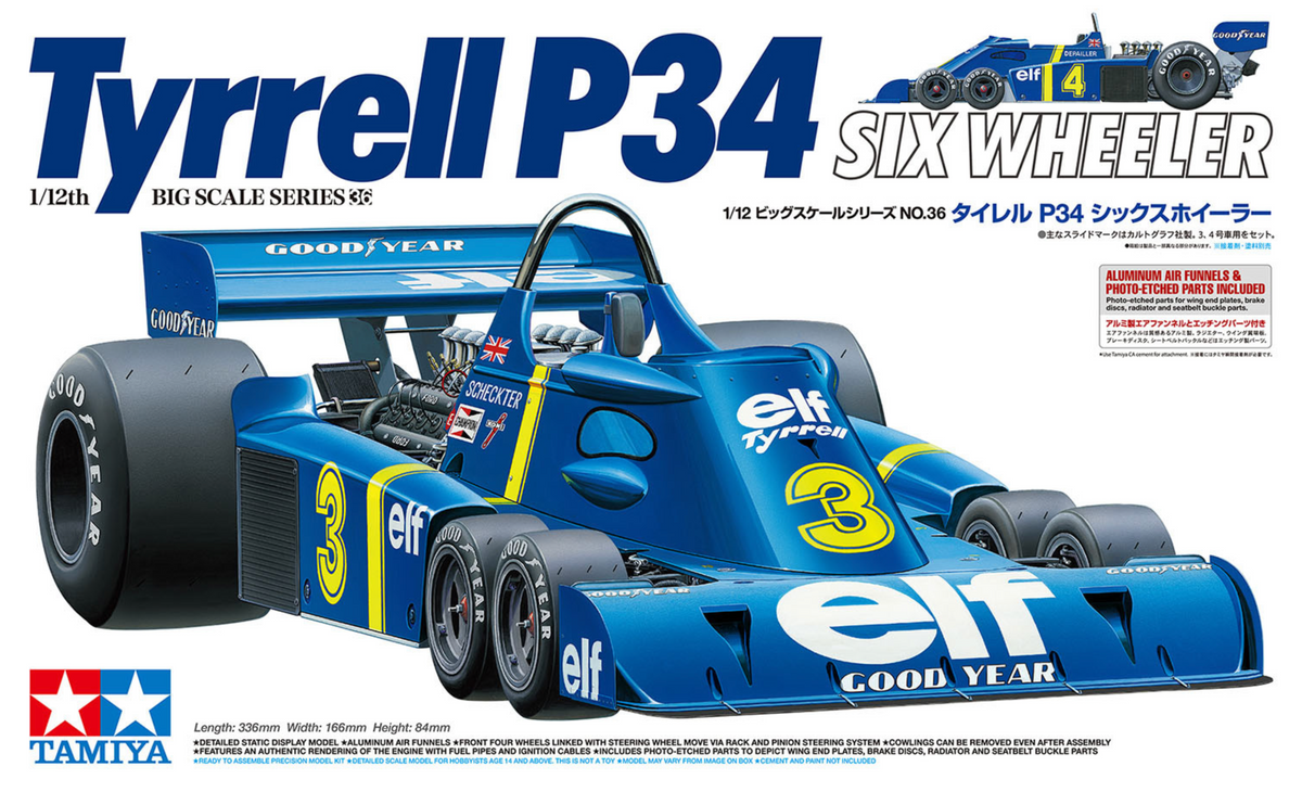 Tamiya Tyrrell P34 Six Wheeler with Photo-Etched Parts 1/12 Plastic Model Kit - Item #12036