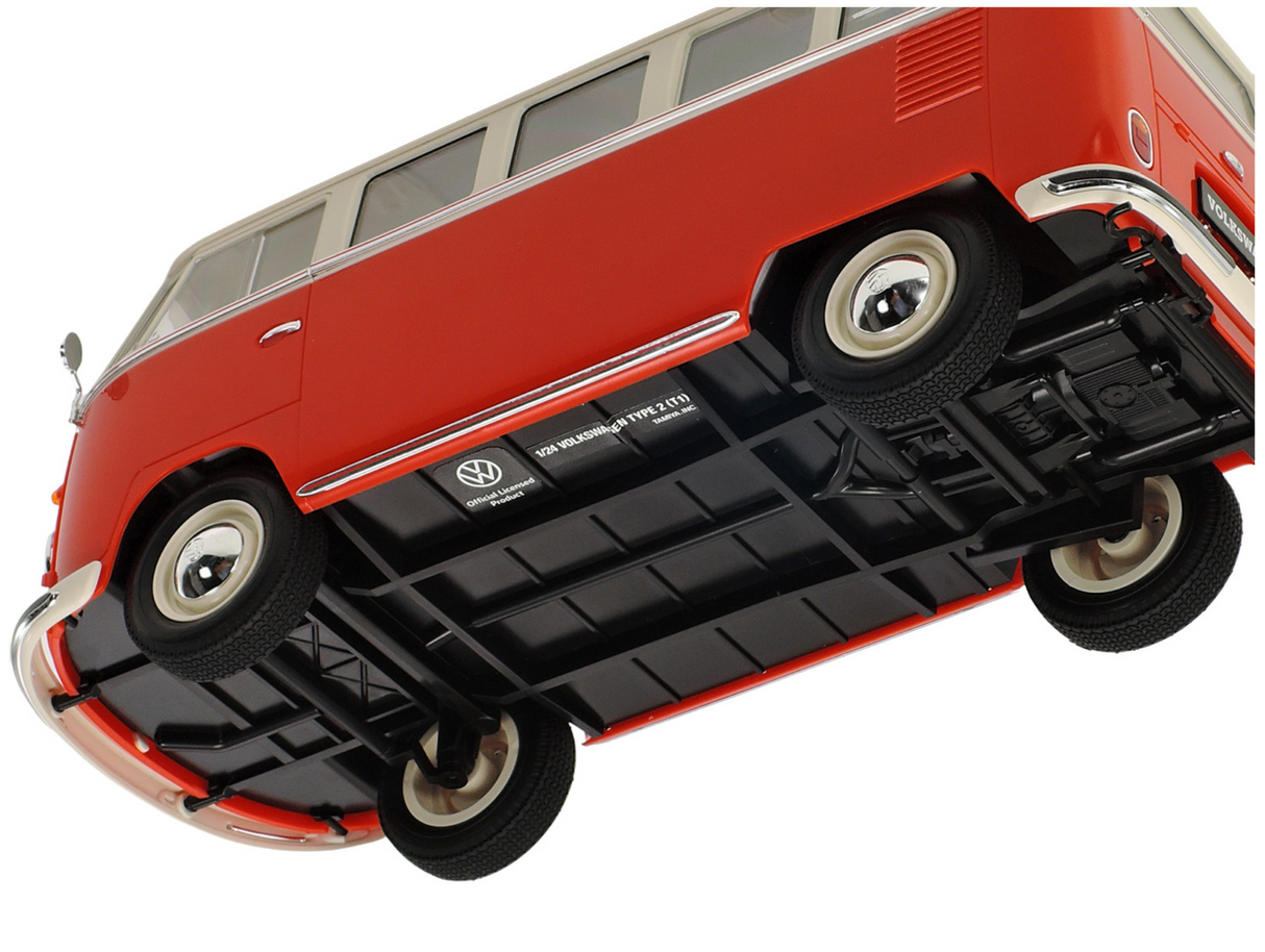 Tamiya Volkswagen Type 2 (T1) Red & White (Clic Loc) 1/24 Plastic Model Kit - Item #28101