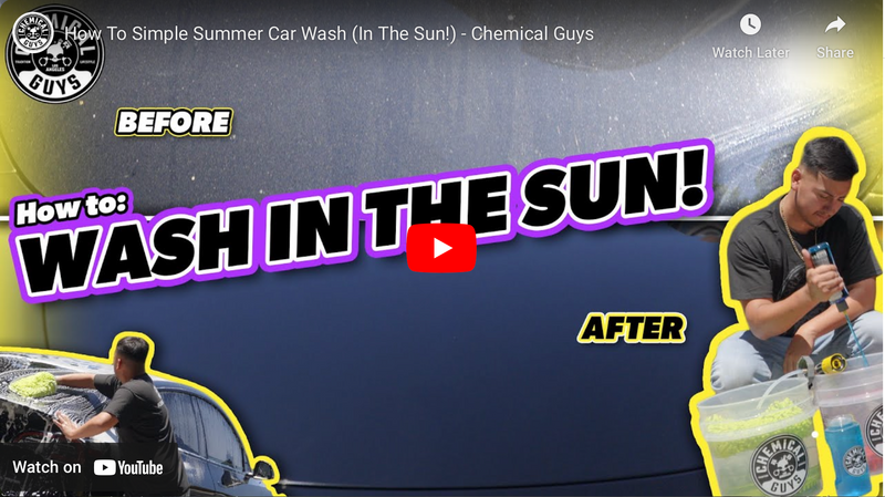 Chemical Guys How to Wash in the Sun Video. Click to watch the full video on Slick-Shifts Detailing Blog.