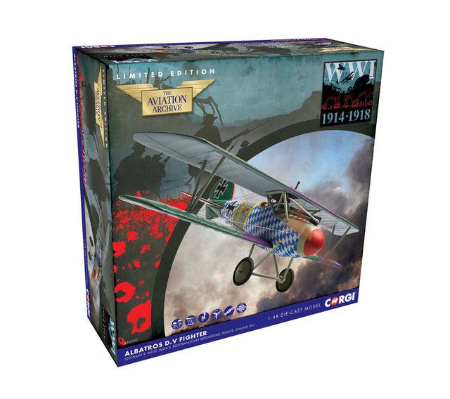 Corgi Albatros D.V Biplane - Jasta 5 - Ltn.d.R Wolf AA37812 - Boxed Image