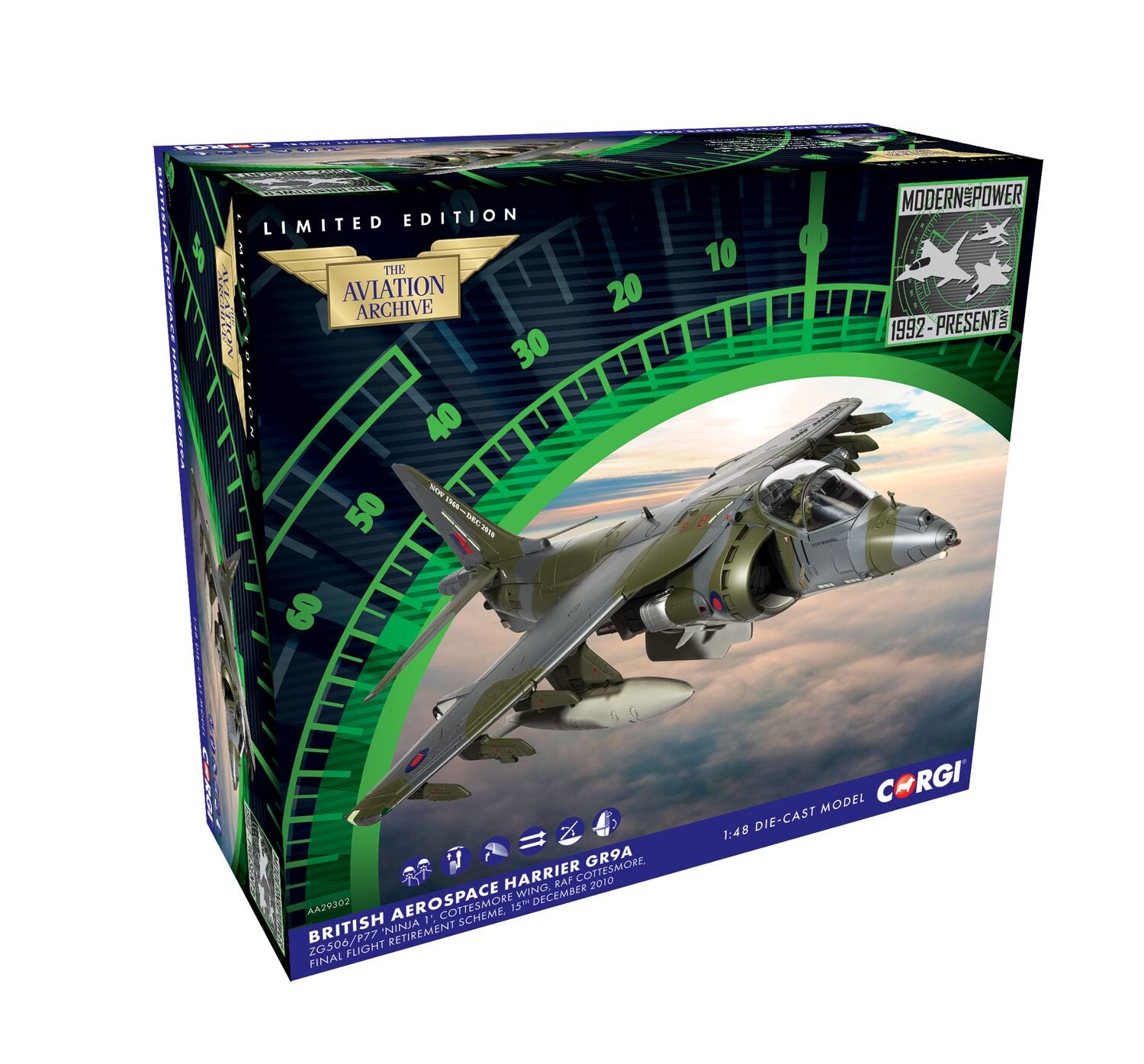 Corgi BAe Harrier GR9A 'Ninja 1' - RAF Cottesmore - Final Flight Retirement Scheme AA29302