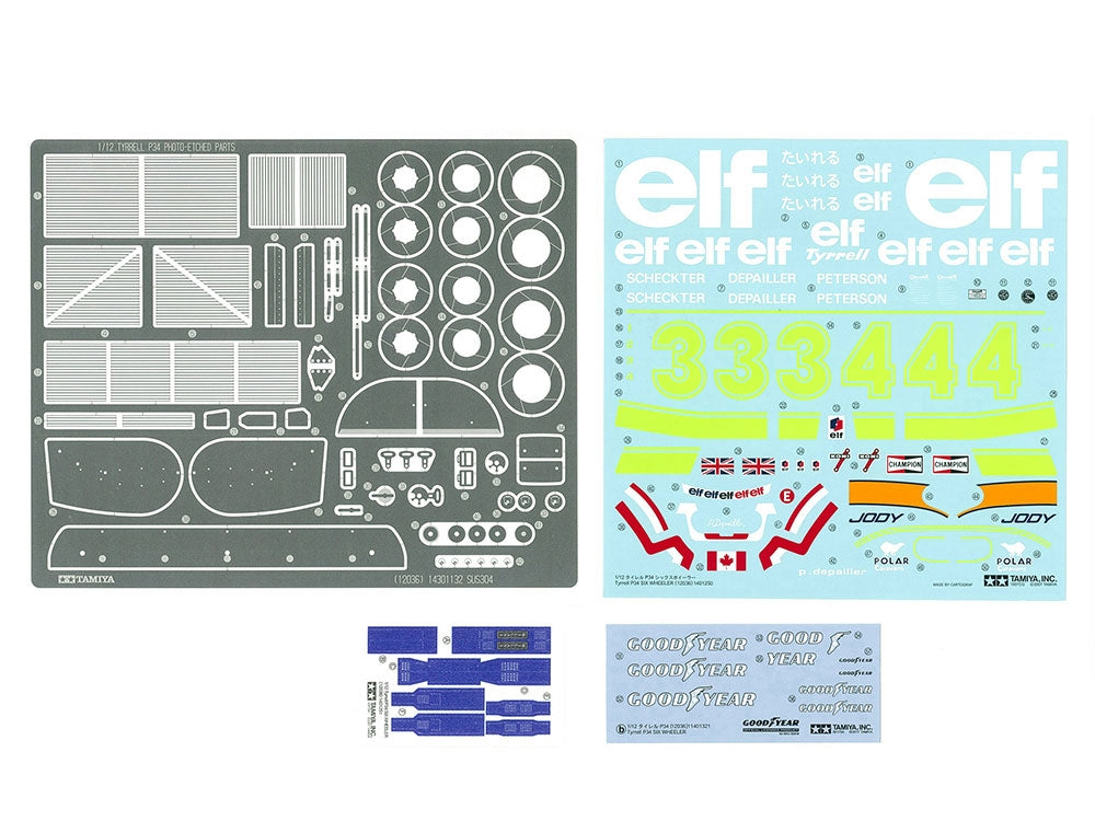 Tamiya Tyrrell P34 Six Wheeler with Photo-Etched Parts 1/12 Plastic Model Kit - Item #12036