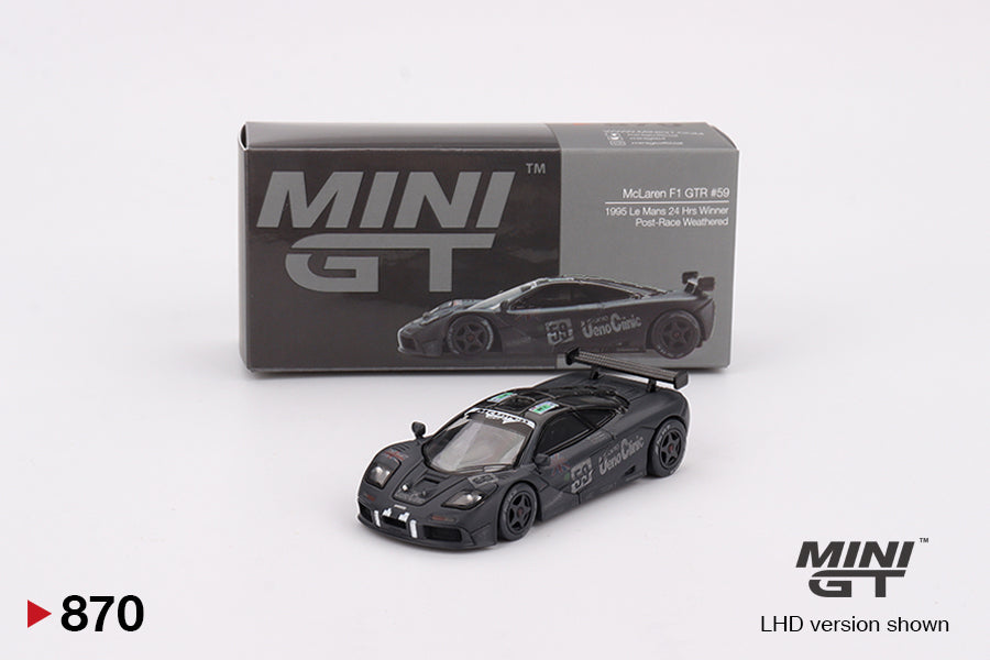 Mini GT McLaren F1 GTR #59 1995 Le Mans 24Hr Winner Post-Race Weathered LHD - MGT00870-L