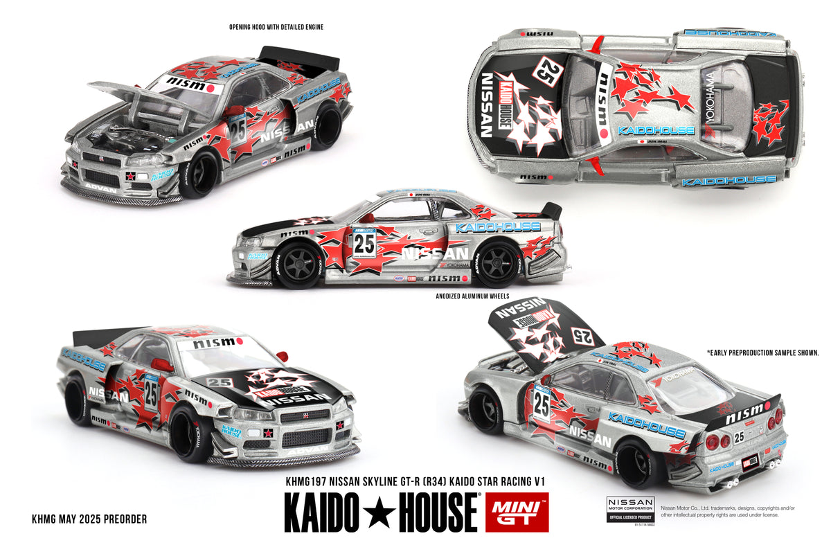 Mini GT Kaido House Nissan Skyline GT-R (R34) Kaido Star Racing V1 1:64 - KHMG197