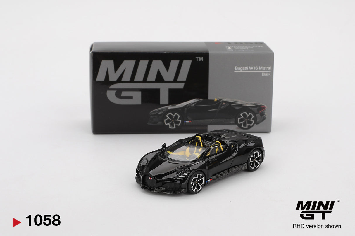Mini GT Bugatti W16 Mistral Black 1:64 - MGT01058-L