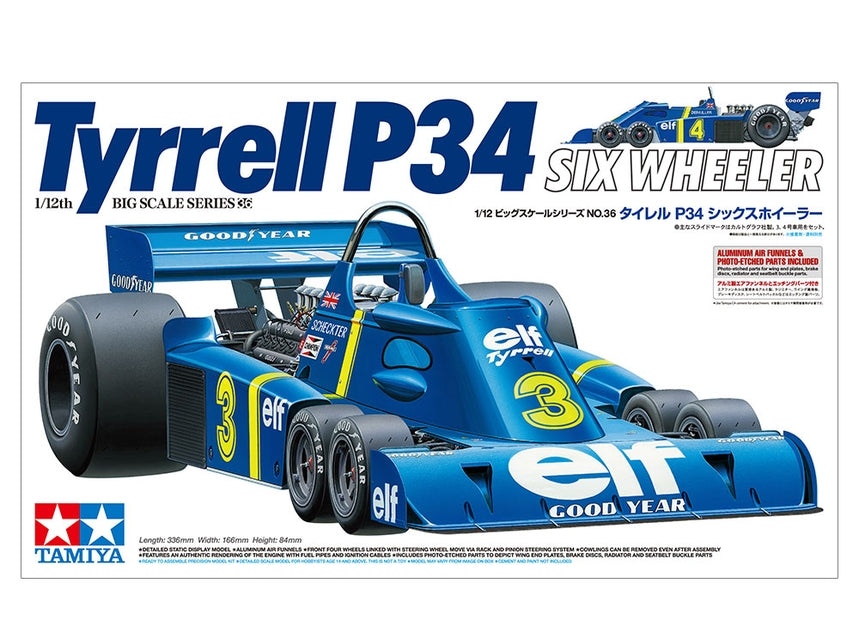 Tamiya Tyrrell P34 Six Wheeler with Photo-Etched Parts 1/12 Plastic Model Kit - Item #12036